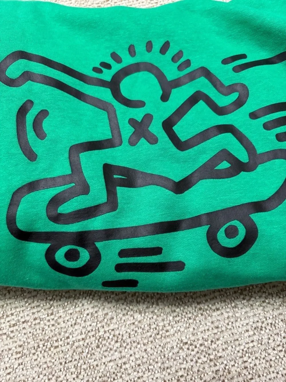 NWOT H&M Keith Haring Teal Green Kids Hoodie 6X/7